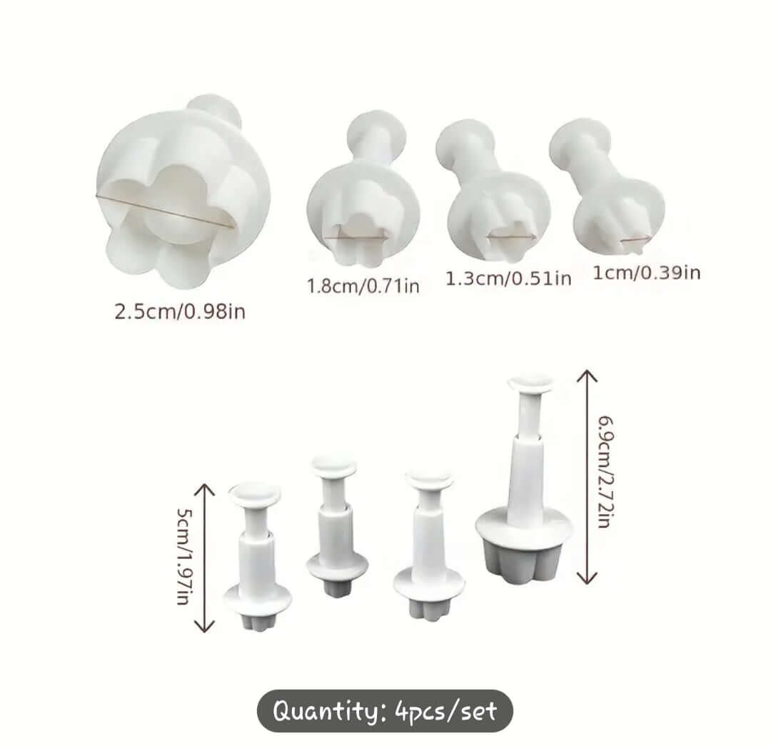 Cutter Blossom Cutter Set: 4-piece premium blossom cutter tools for cake decorating, perfect for edible flower designs.