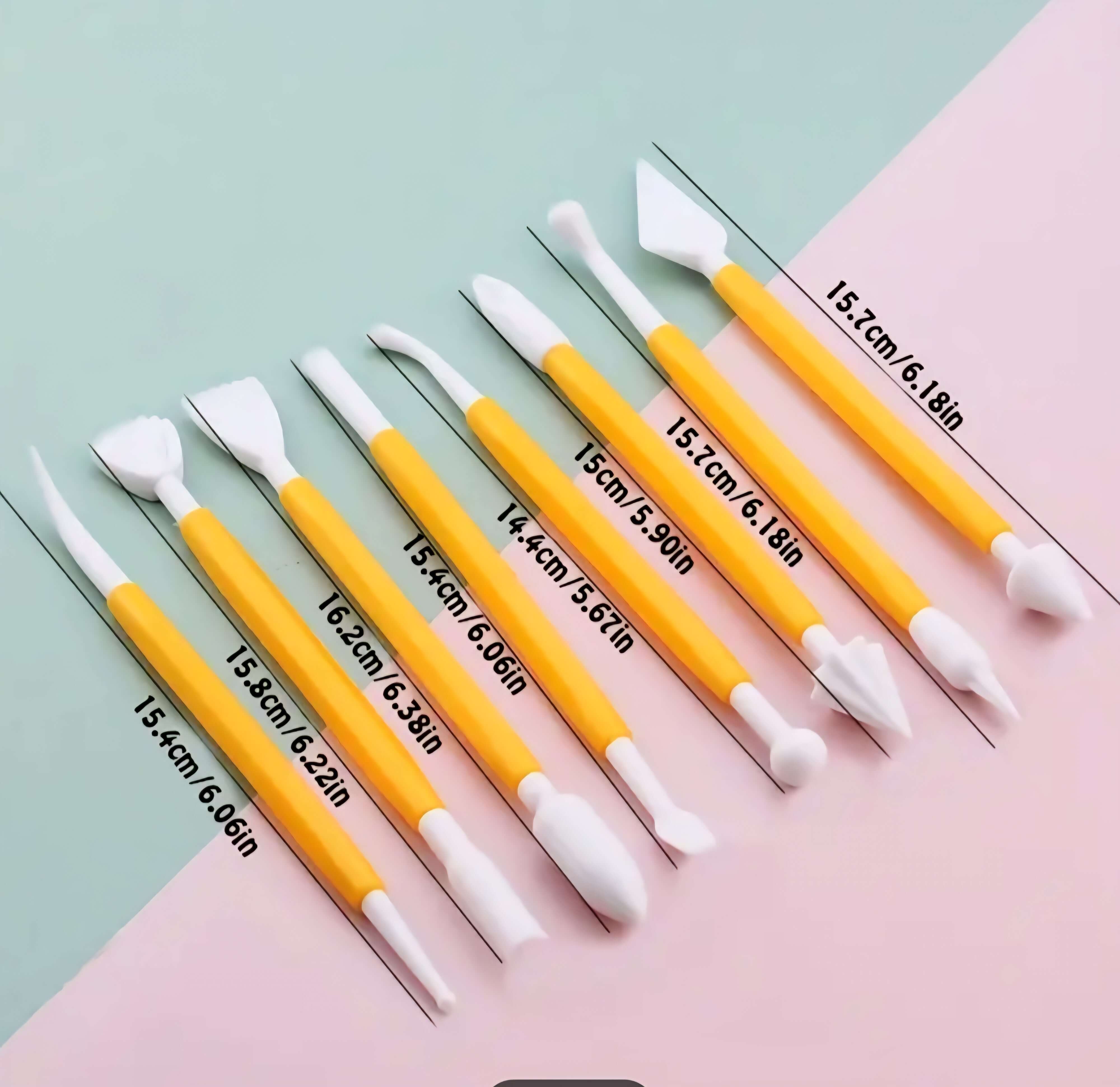 Modeling Tool Set - Complete Sculpting Kit featuring various cake decorating tools with yellow handles for detailed designs.