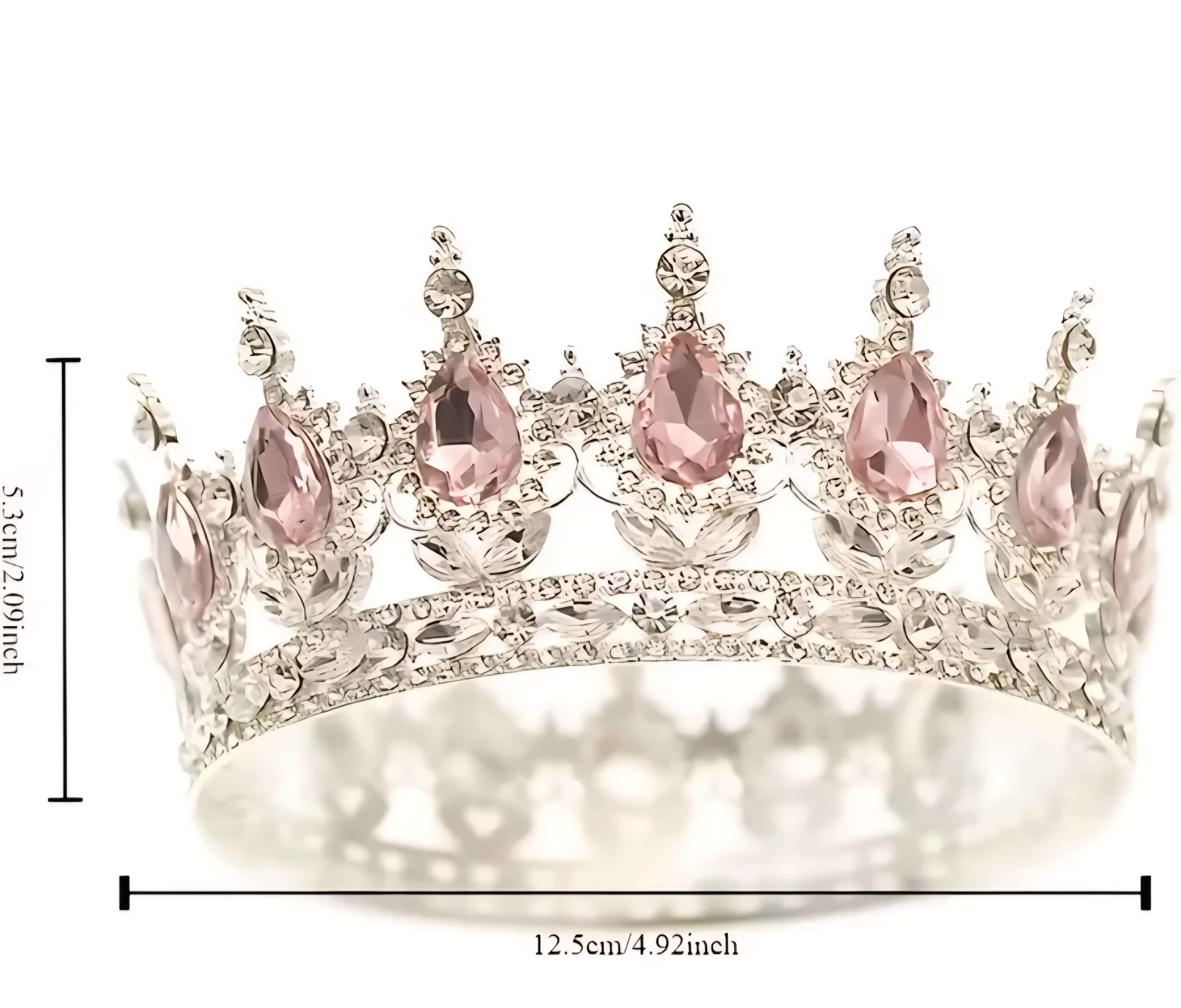 Cake Topper Crown Glittering Princess Crown with pink gemstones and silver accents for magical birthday celebrations.