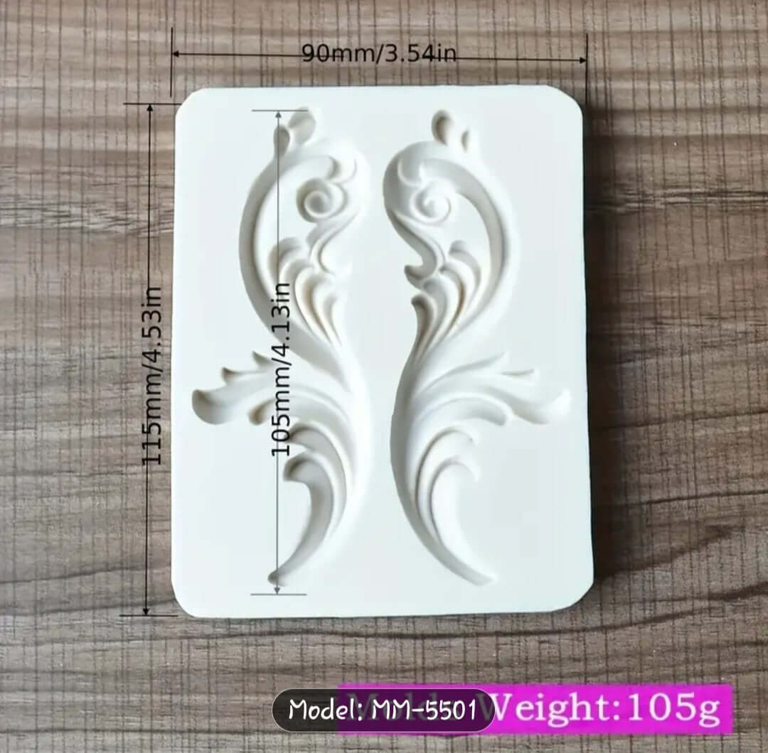 Silicone Mould Vintage Swirl Silicone Mould with intricate swirl patterns for cake decorating and artistic creations.
