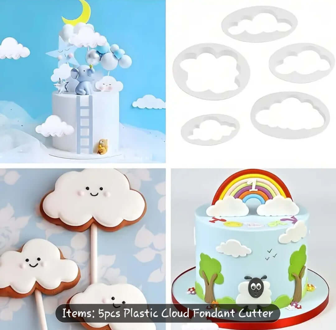 Cutters Cloud Cutters for Fondant & Cookies - Sky Theme Baking set with fluffy cloud shapes for cake decorating.