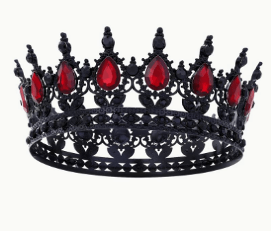 Cake Topper Crown Glittering Princess Crown, black crown with red jewels for magical birthday celebrations.