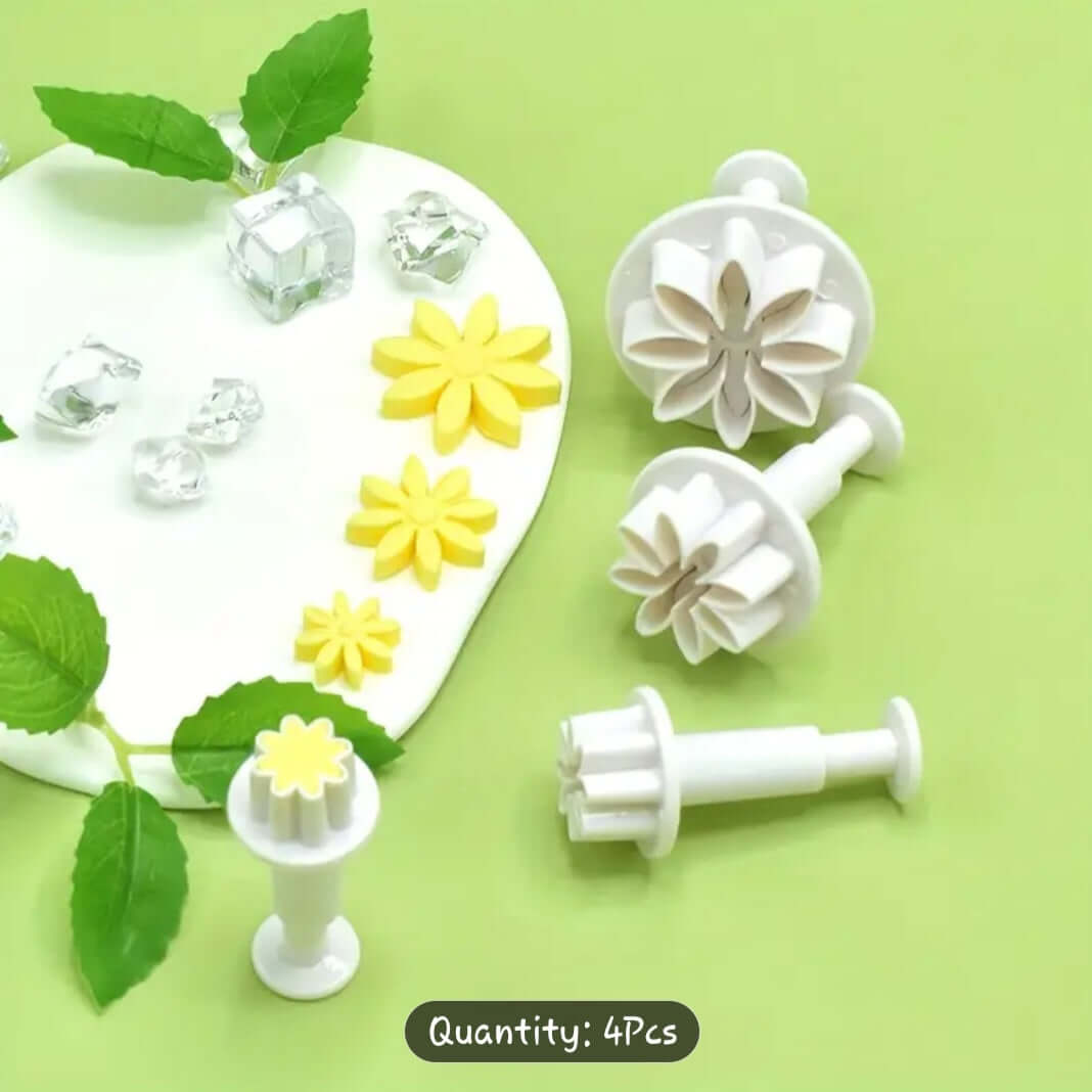 Cutter Daisy Cutters set featuring 4 professional-grade tools for cake decorating, ideal for crafting lifelike daisy flowers in fondant.