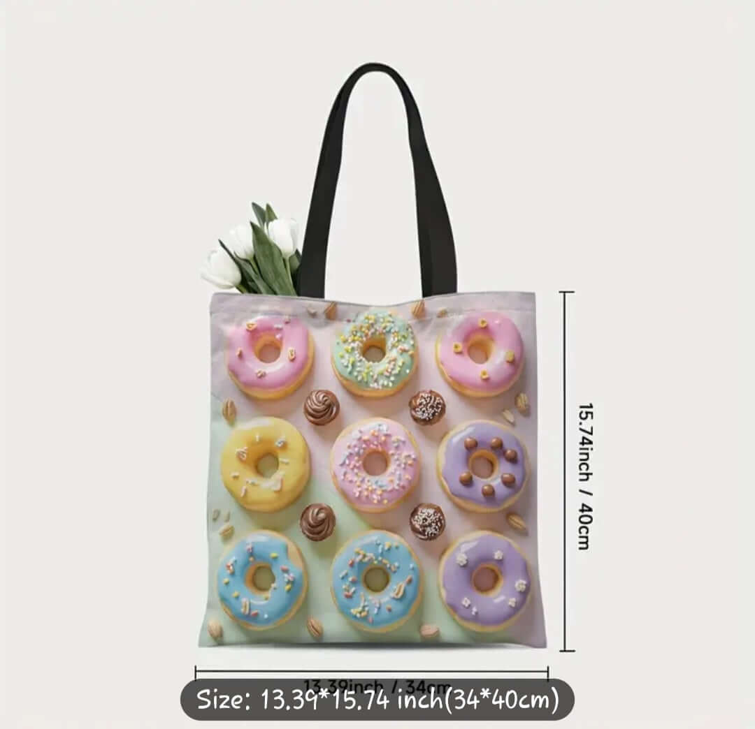 Tote bag Donut Tote Bag featuring colorful donuts, perfect for carrying essentials and adding fun to your errands.