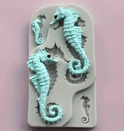 Silicone Mould Sea Horse Silicone Mould for cake decorating, featuring detailed sea horse designs in food-grade silicone.