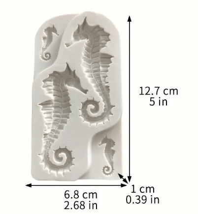 Silicone Mould Sea Horse Silicone Mould for cake decorating, featuring detailed seahorse designs and flexible non-stick material.